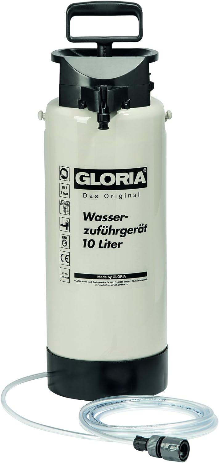 GLORIA Wasserzuführgerät Typ 10 | 10 L Wasserdruckbehälter aus Kunststoff | 4 m Schlauch inkl. Schne