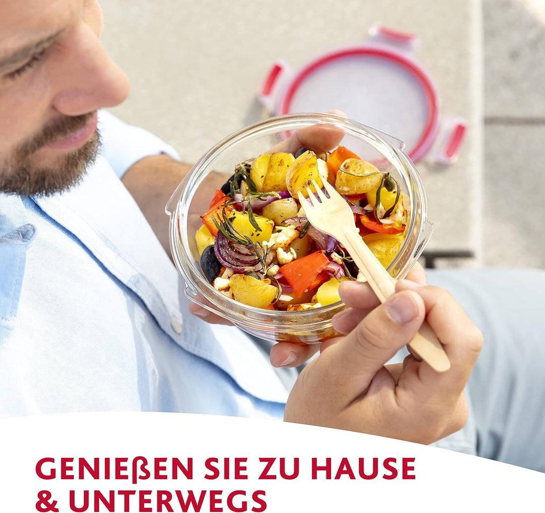 Emsa 516244 Clip & Close Glas Frischhaltedose | 0,7 L | Rechteckig | 100% Dicht | Geeigent für Backo