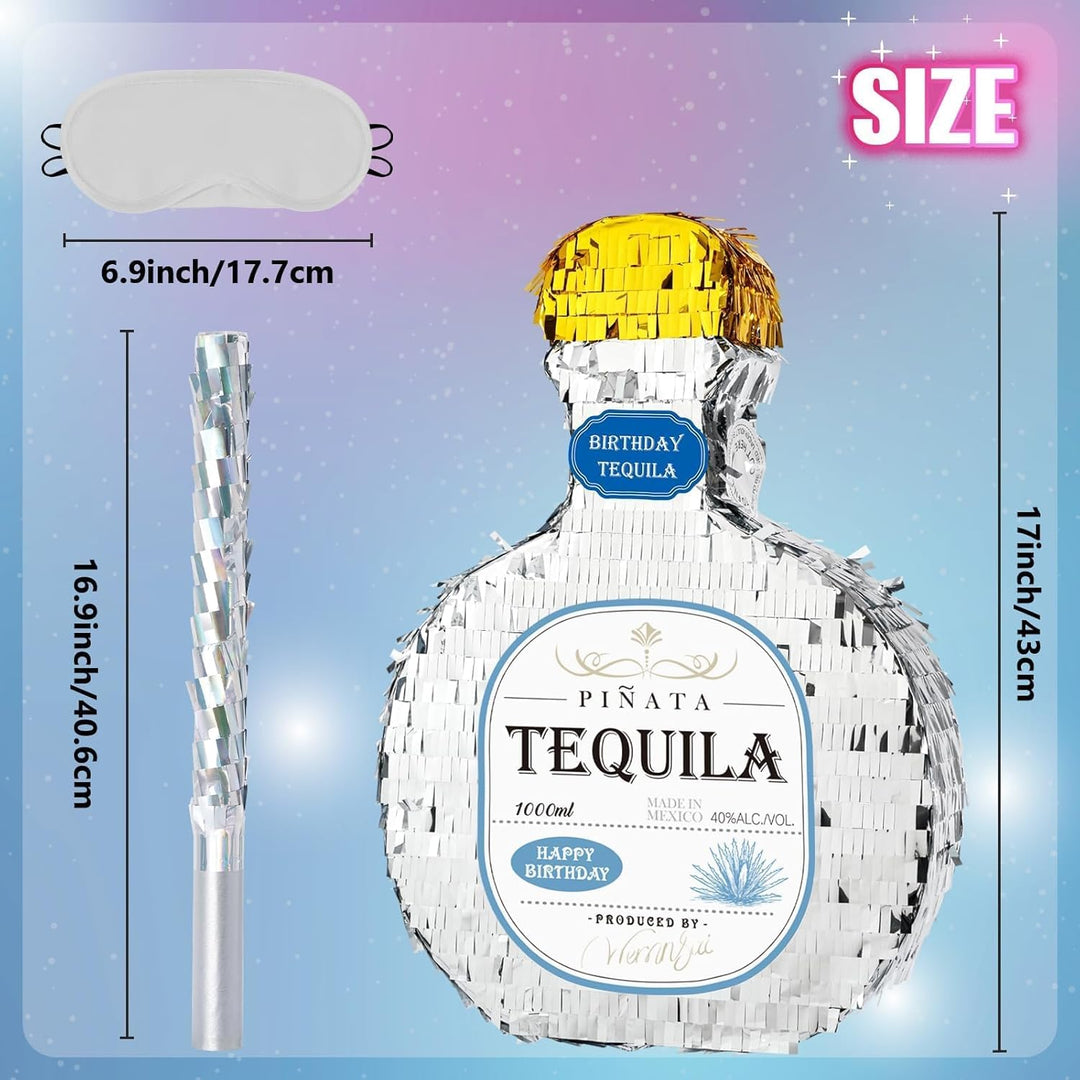 WERNNSAI Tequila Flaschen Piñata – Tequila Cheers Party Piñata mit Augenbinde und Stockspiel für Erw