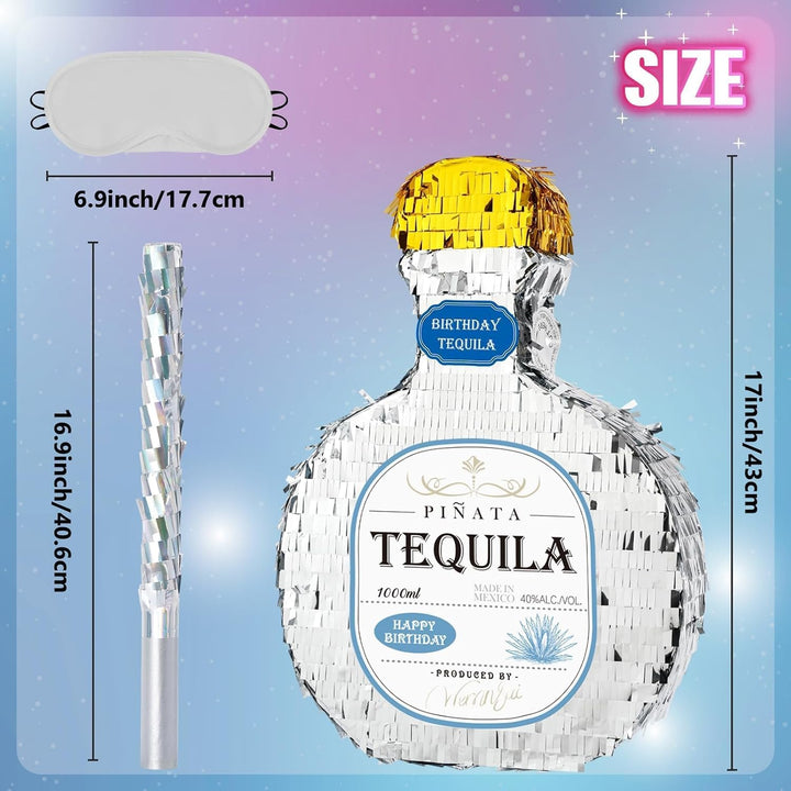 WERNNSAI Tequila Flaschen Piñata – Tequila Cheers Party Piñata mit Augenbinde und Stockspiel für Erw