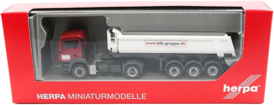 Herpa 308847 Dump semitrailer TGS M Muldenauflieger BTB Berlin, farbig