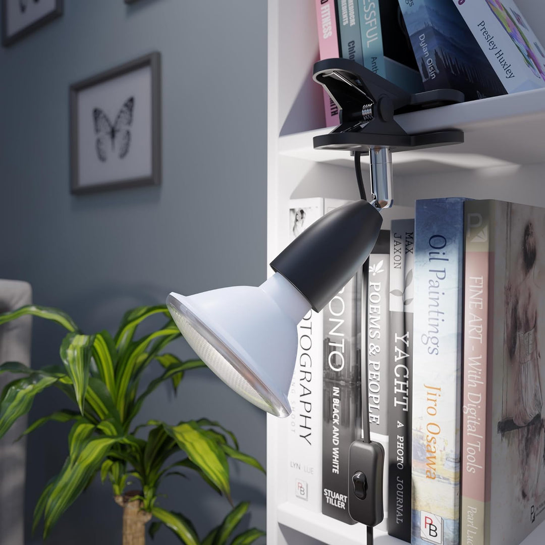 ledscom.de 2x E27 Klemmleuchte LIK, schwarz inkl. E27 PAR30 LED Reflektor-Lampe 1025lm weiss