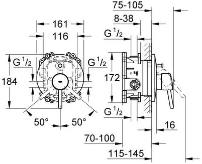 GROHE Concetto Einhand-Wannenbatterie 19346001, Chrom; für Wandeinbau