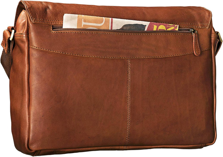 STILORD 'Rick' Schultertasche Leder für 15,6 Zoll Laptop Umhängetasche Aktentasche Bürotasche Unitas