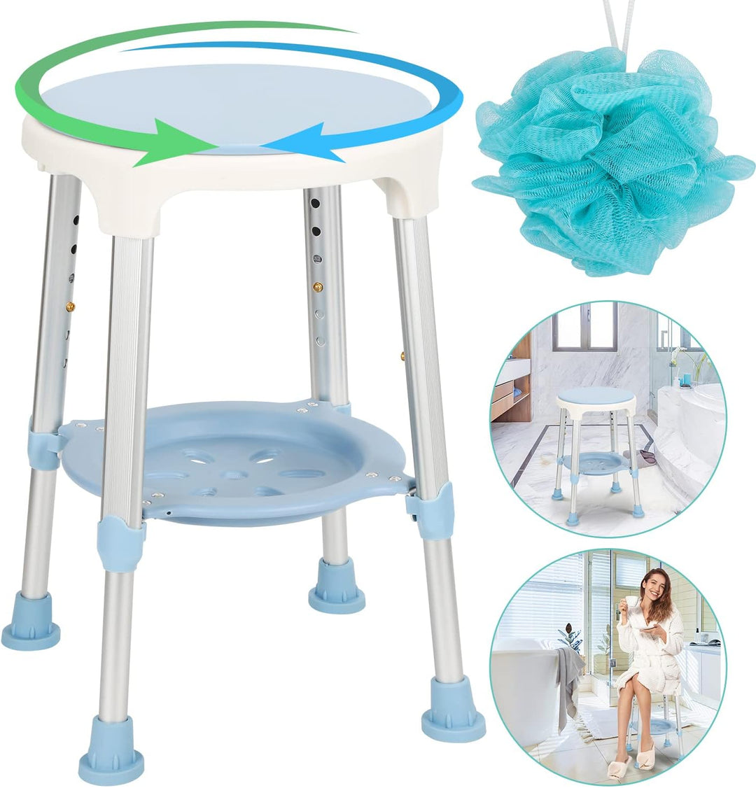 Ansobea Duschhocker für senioren 360°Drehbar Badhocker mit stauraum höhenverstellbar 42-54 cm Duschs