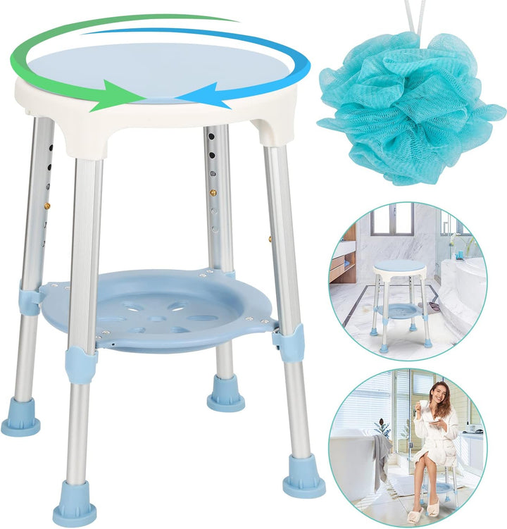 Ansobea Duschhocker für senioren 360°Drehbar Badhocker mit stauraum höhenverstellbar 42-54 cm Duschs