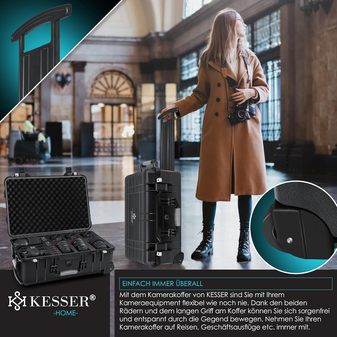 KESSERยฎ Kamerakoffer Transportkoffer Fotokoffer Werkzeugkoffer mit Schaumstoff, Hartschalen-Universa
