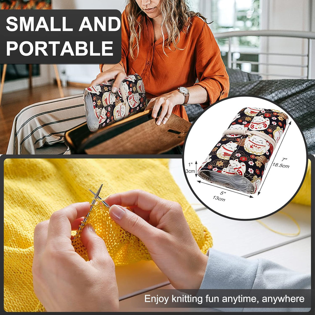 Coopay Rundstricknadeln Set mit Lose-Blat Tasche, 9 Stück Edelstahl Stricknadeln Rundstricknadel 80