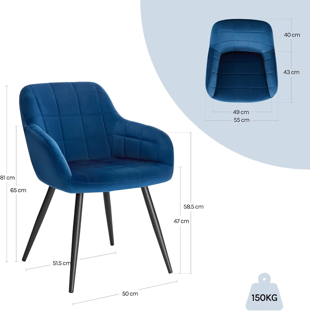 WOLTU Esszimmerstühle 2er Set Esszimmerstuhl Küchenstuhl Polsterstuhl Design Stuhl mit Armlehnen, mi