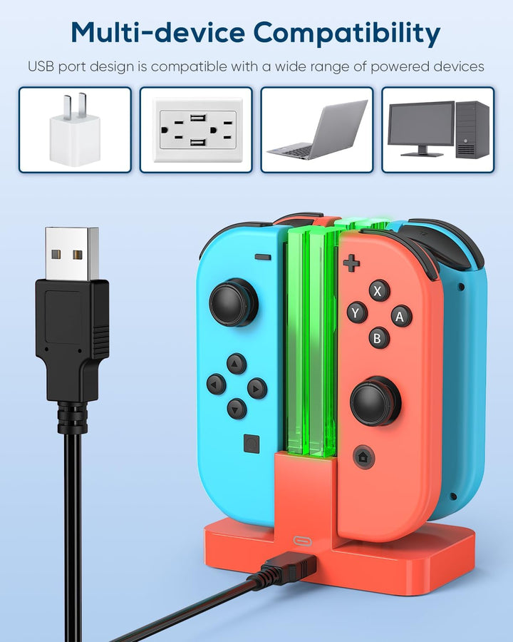FYOUNG Switch Controller Ladestation Kompatibel mit Nintendo Switch/Switch OLED Joy Con, Quad Switch