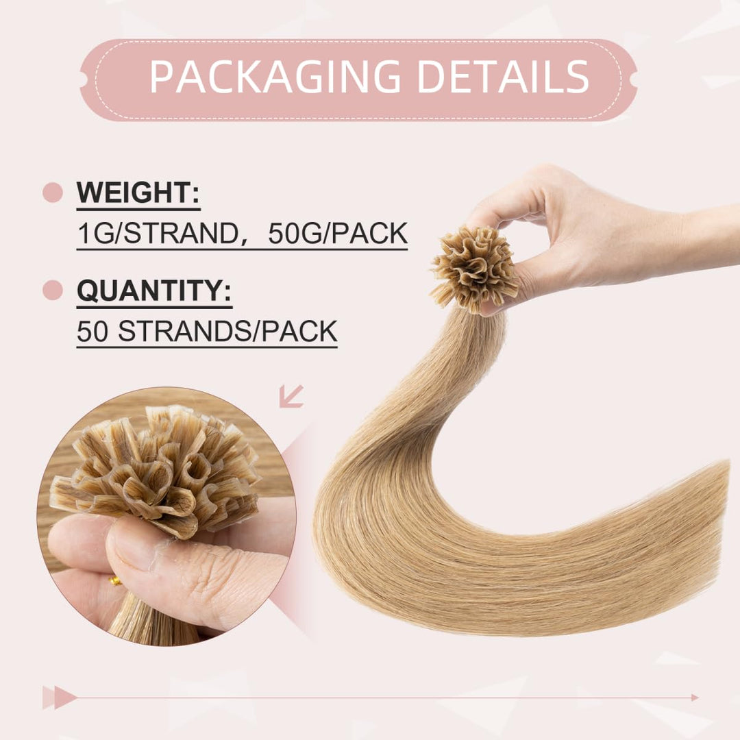 Silk-co Bonding Extensions Echthaar 1g U tip Extensions Haarteile Echthaar Glatt Weich Bonding Haarv