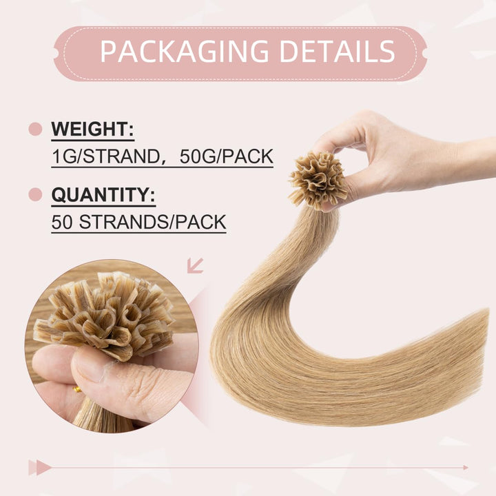 Silk-co Bonding Extensions Echthaar 1g U tip Extensions Haarteile Echthaar Glatt Weich Bonding Haarv