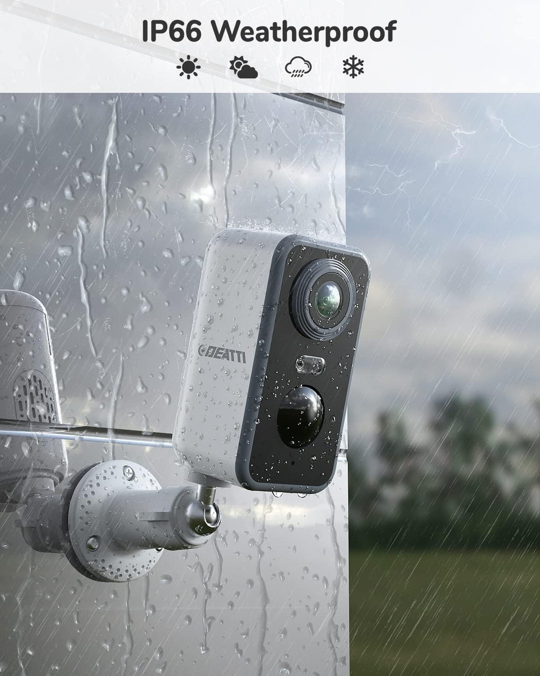 DEATTI Überwachungskamera Aussen Akku, 2K Kamera Überwachung Kabellos WLAN Aussen/Innen, WiFi Kamera