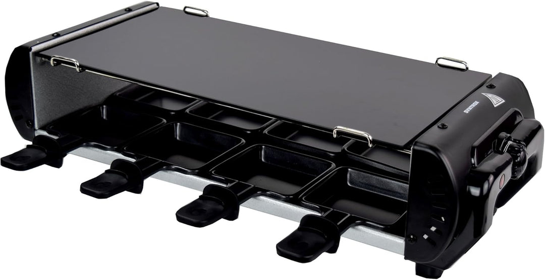 Syntrox Germany Design Glas Raclette Sitten mit Glas-Keramik Platte für 8 Personen Grill