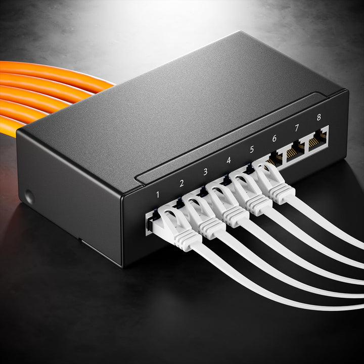 deleyCON 10x 0,5m Flaches CAT7 Netzwerkkabel (CAT 7 mit 10 Gbit/s) Gigabit LAN - RJ45 Ethernet Kurze