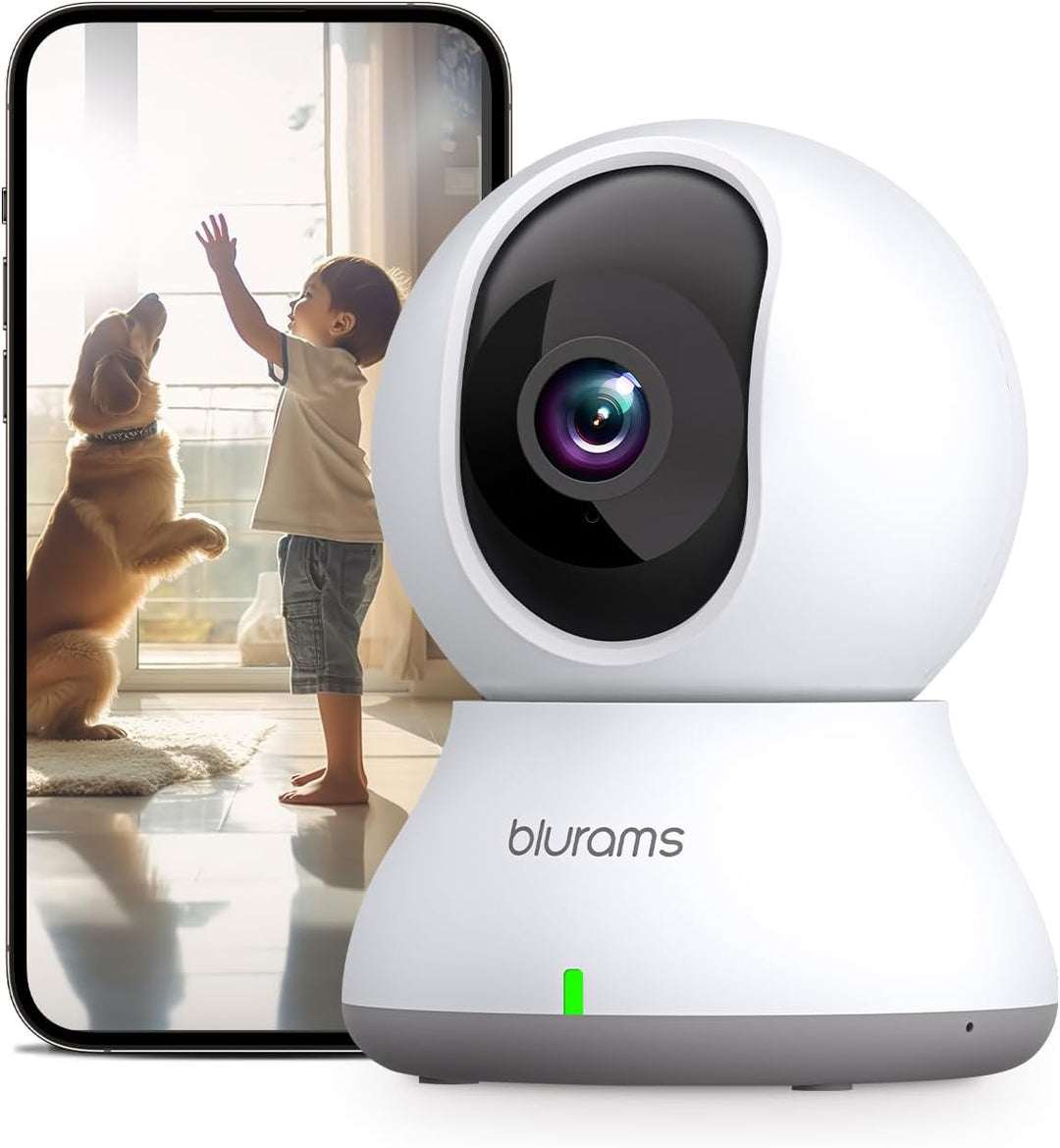 blurams 2K Überwachungskamera Innen, 360° WLAN Kamera,Bewegungsverfolgung Nachtsicht Haustier Kamera