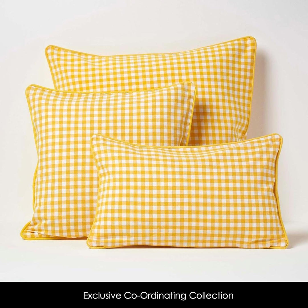 HOMESCAPES handgewobener Vorhang Ösenvorhang Dekoschal Gingham im 2er Set, 137 x 228 cm, 100% Reine