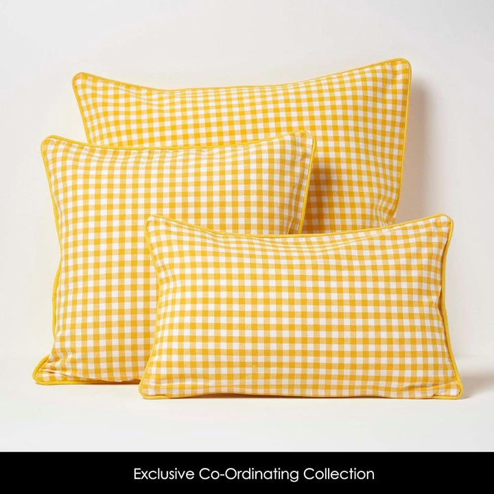 HOMESCAPES handgewobener Vorhang Ösenvorhang Dekoschal Gingham im 2er Set, 137 x 228 cm, 100% Reine