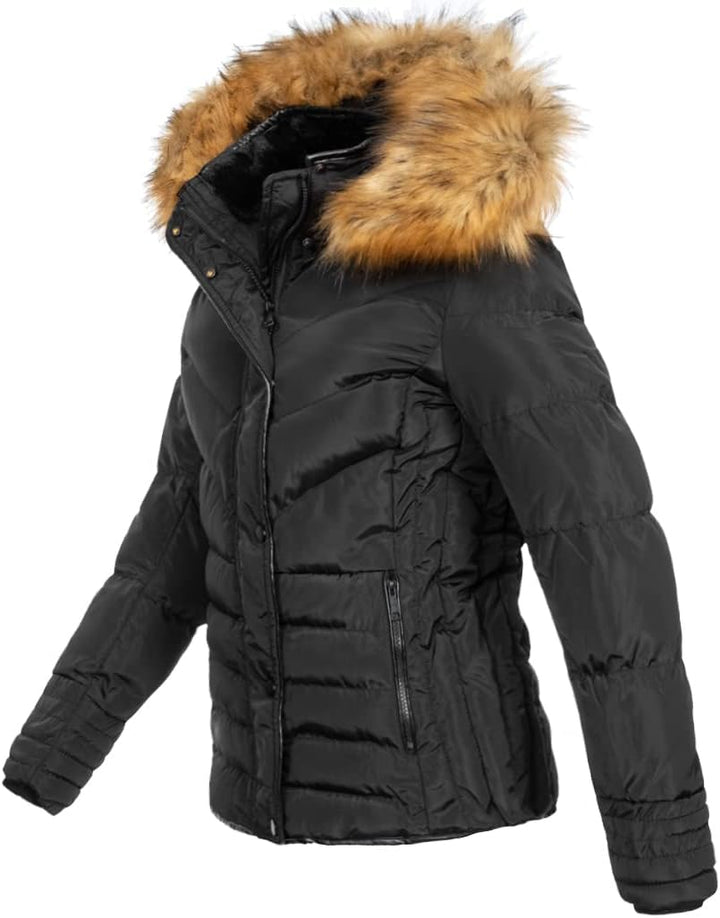 Elara Damen Steppjacke Winter Tailliert Chunkyrayan M Schwarz, M Schwarz
