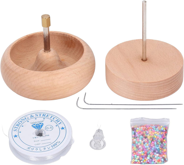 Fockety 5 in 1 Rocailles Spinner Kit, 1000 verschiedenfarbige Perlen, Perlenschale, 2 Stück Perlenna