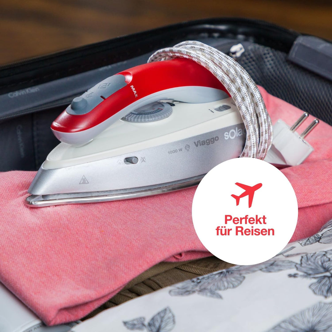 Solac PV1652 Viaggio Pro Reisebügeleisen, Keramik, grau 1100W | Klappbar, 1100W | Klappbar