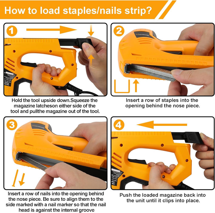 Hoteche Elektrotacker 220V 45W - Elektrischer Nagler mit 30/min Schlagfrequenz - Inkl. 400pcs 10mm U
