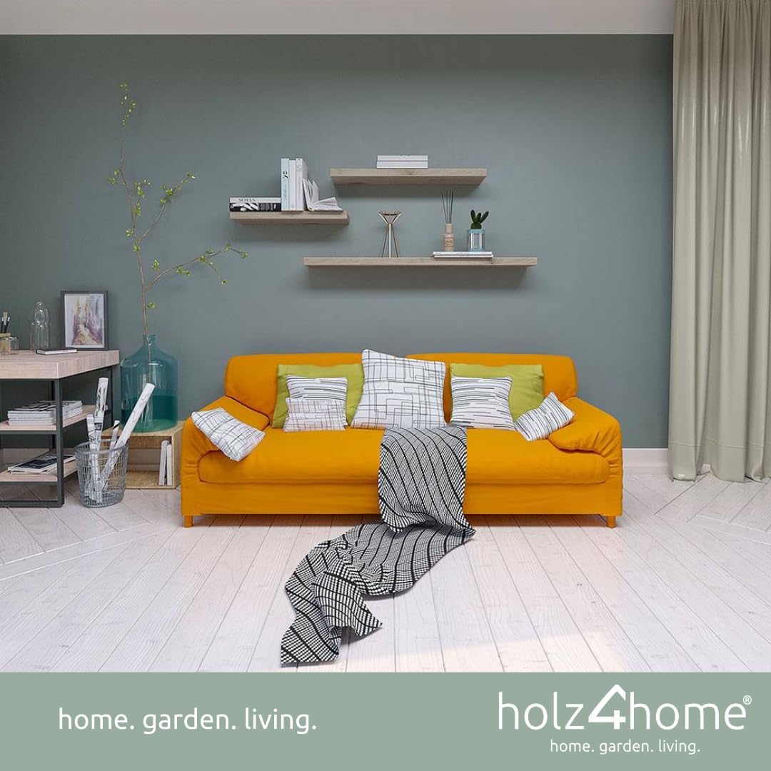 holz4home® Wandregal ohne Baumkante 40 cm Länge, Hellgrau Geölt I Schweberegal mit Befestigung im mo