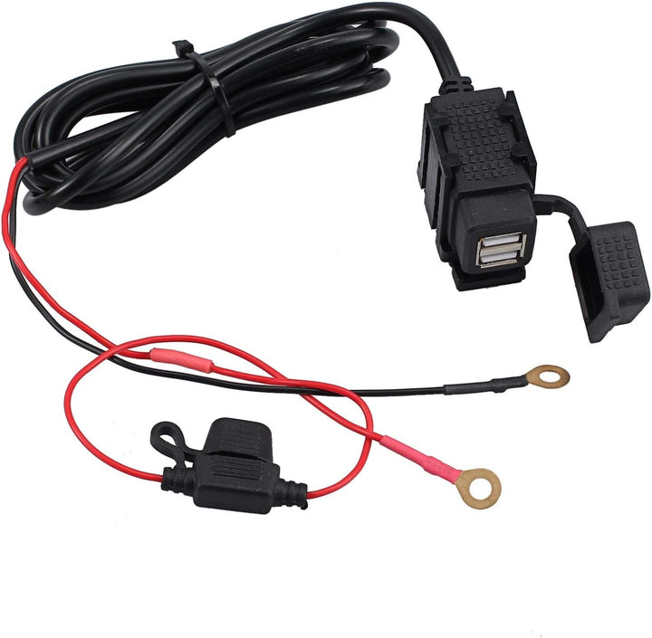 eSynic Motorrad USB Ladegerät Doppelt Steckdose 2.1A/ 1.0A Universal USB Stromversorgung Port fit 12