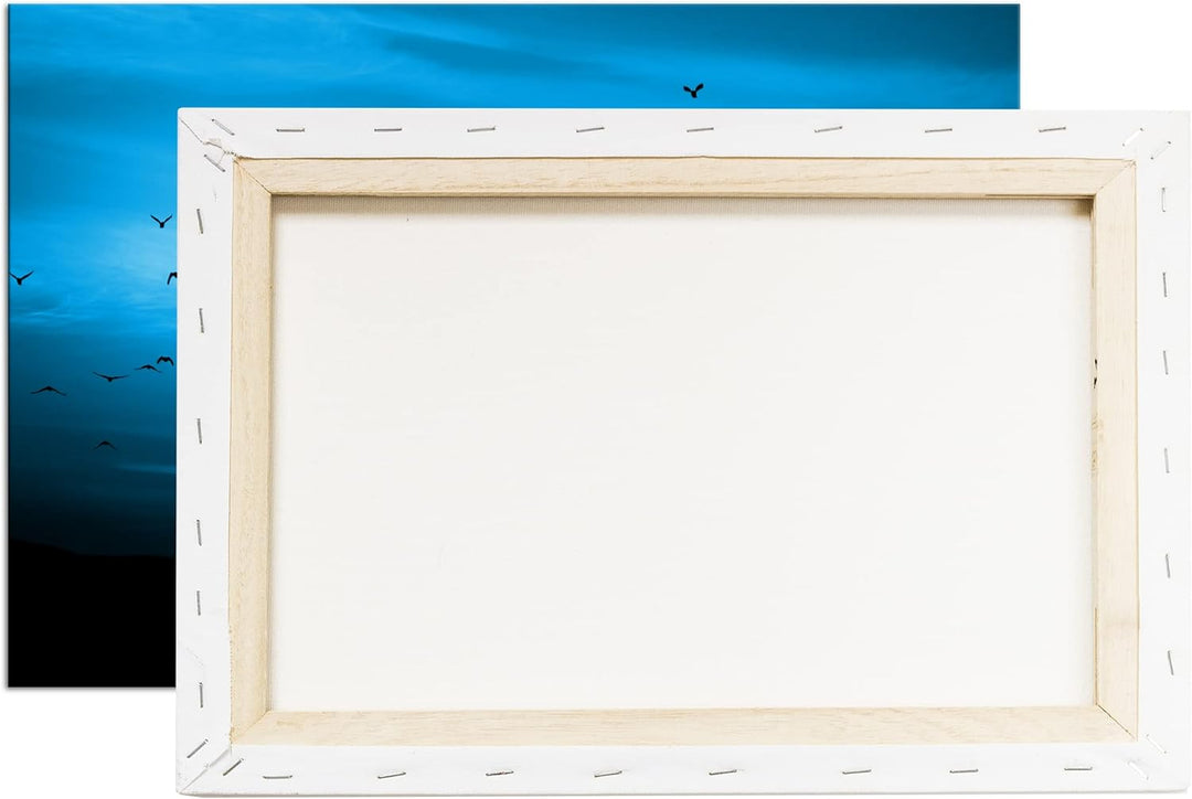 deyoli Vögel fliegen in den Sonnenuntergang Format 80x60 Effekt: Monocrome Blau als Leinwandbild, Mo