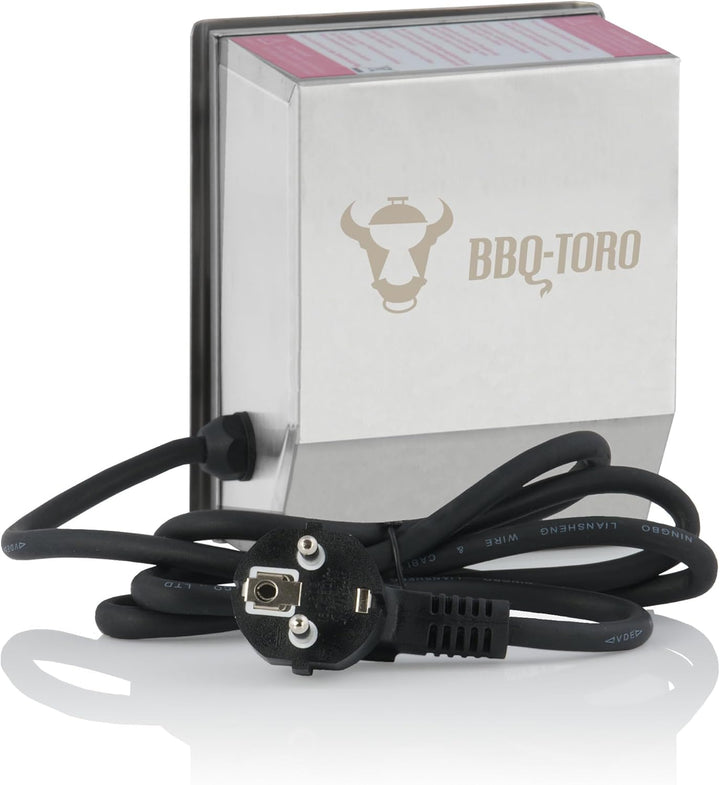 BBQ-Toro Edelstahl Grillmotor für Grillspiess | 220-240V | Belastbar bis 4 kg | Drehmotor für Rotiss
