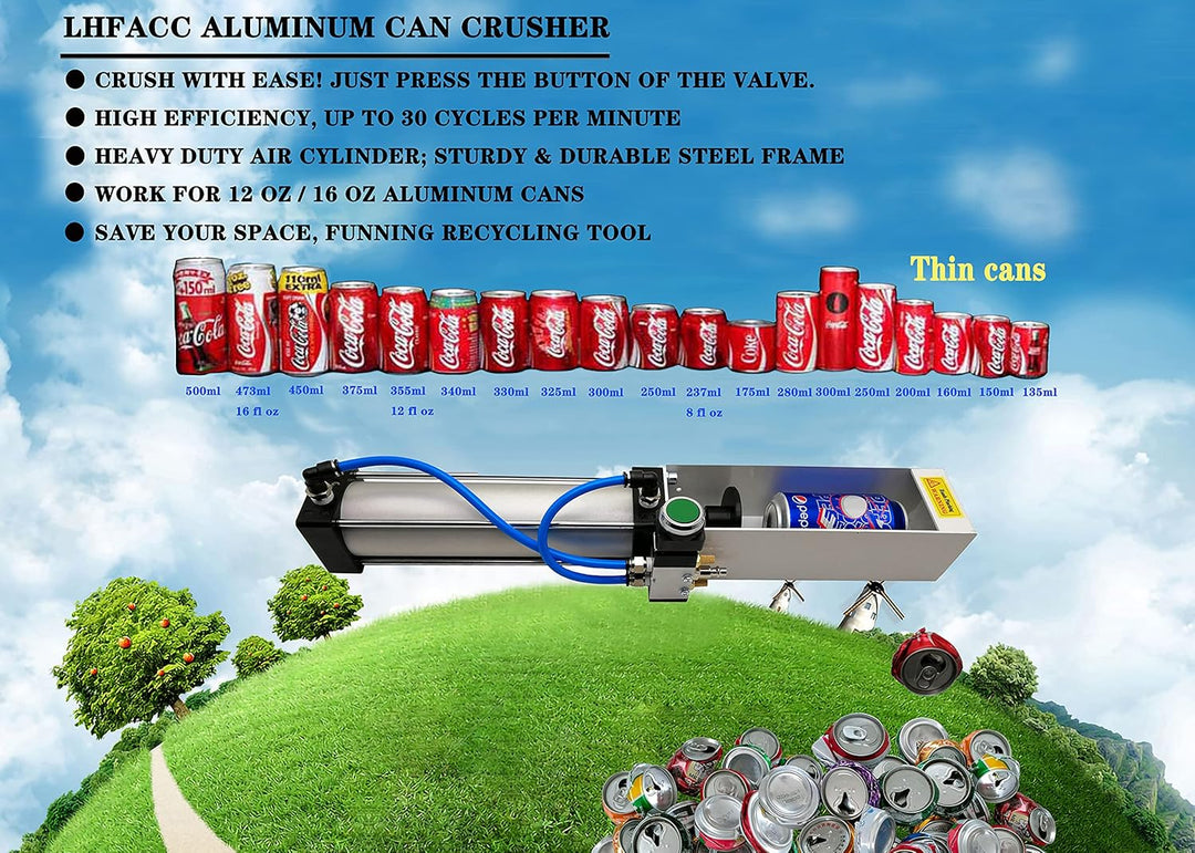 Druckluftzylinder-Dosenzerkleinerer, robust, effizient, für Limonadenbier, umweltfreundliches Recycl