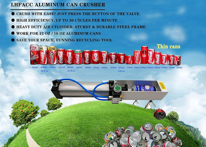 Druckluftzylinder-Dosenzerkleinerer, robust, effizient, für Limonadenbier, umweltfreundliches Recycl