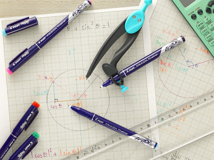 PILOT FriXion Fineliner, radierbar, 12er Set, Schwarz/Blau/Rot/Grün/Pink/Violett/Braun/Gelb/Orange/B