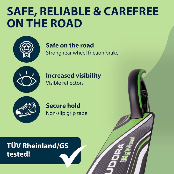 HUDORA BigWheel 205 Scooter - Stabiler Aluminium-Roller - Höhenjustierbarer & zusammenklappbarer Cit