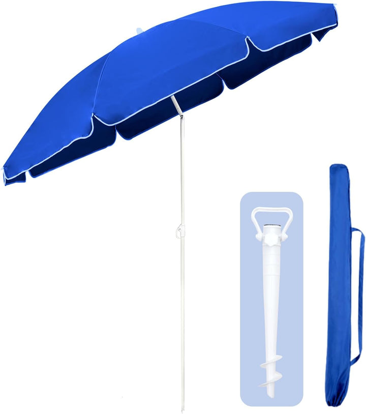 Sekey 160cm GRS-zertifizierter Sonnenschirm mit Sonnenschirmhalter für Garten, Terrasse & Strand | H