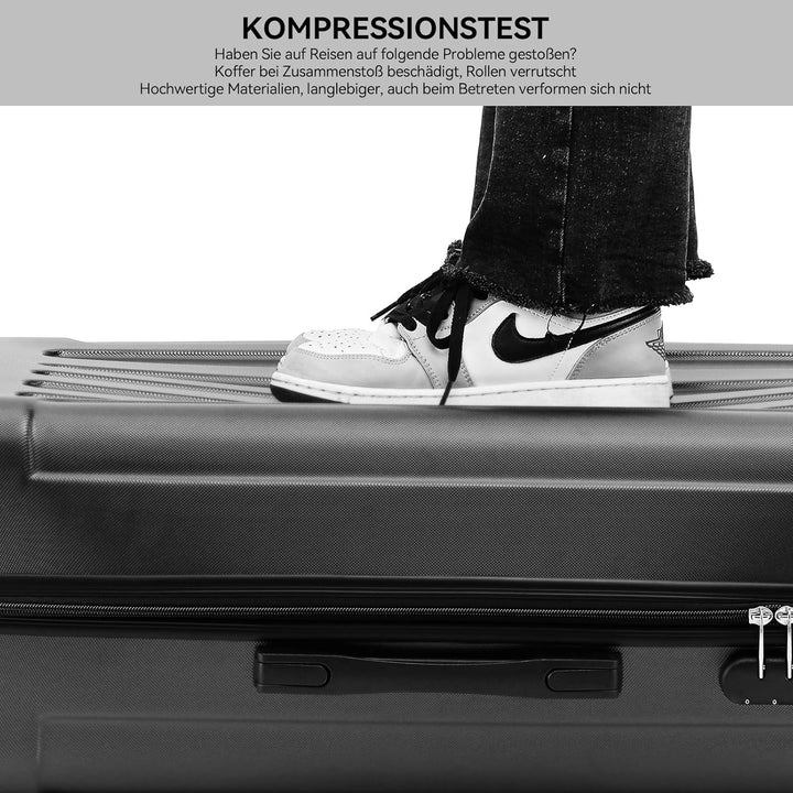 BEIBYE- Hartschalenkoffer Koffer Trolley Rollkoffer Reisekoffer Zahlenschloss 4 Zwilings-Rollen (Bla