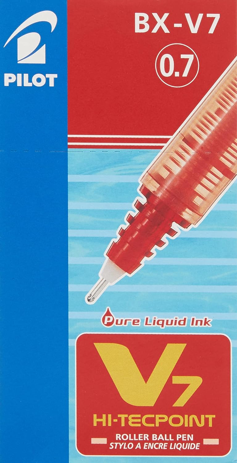 Pilot V7 Hi Tecpoint Tintenroller mit flüssiger Tinte Packung mit 12 rot rot Packung mit 12, rot Pac