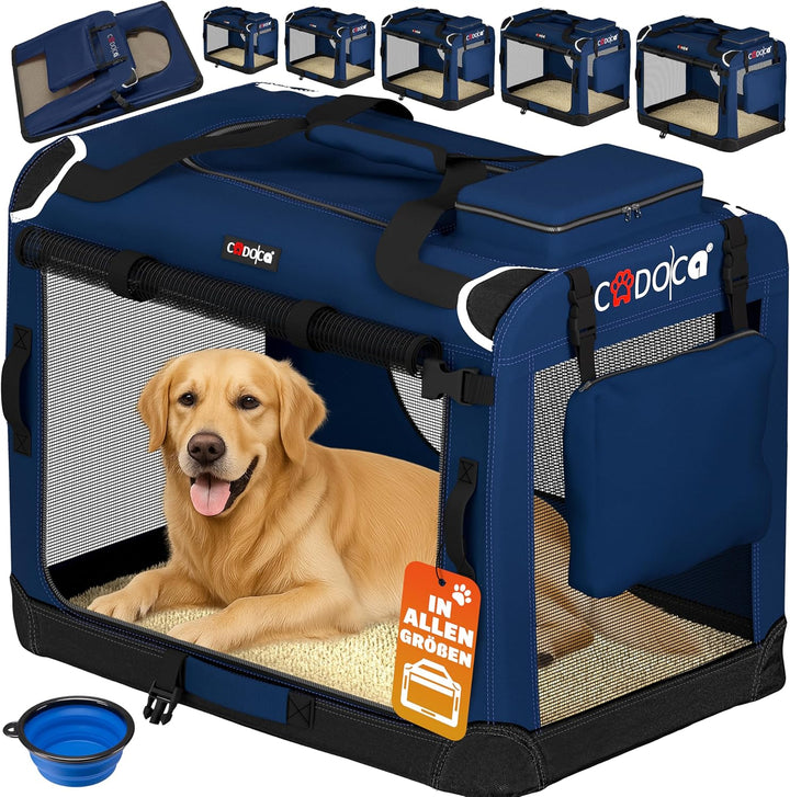 CADOCA® Hundebox faltbar Transportbox XXXL 101x70x70cm robust atmungsaktiv Transporttasche Auto Rück