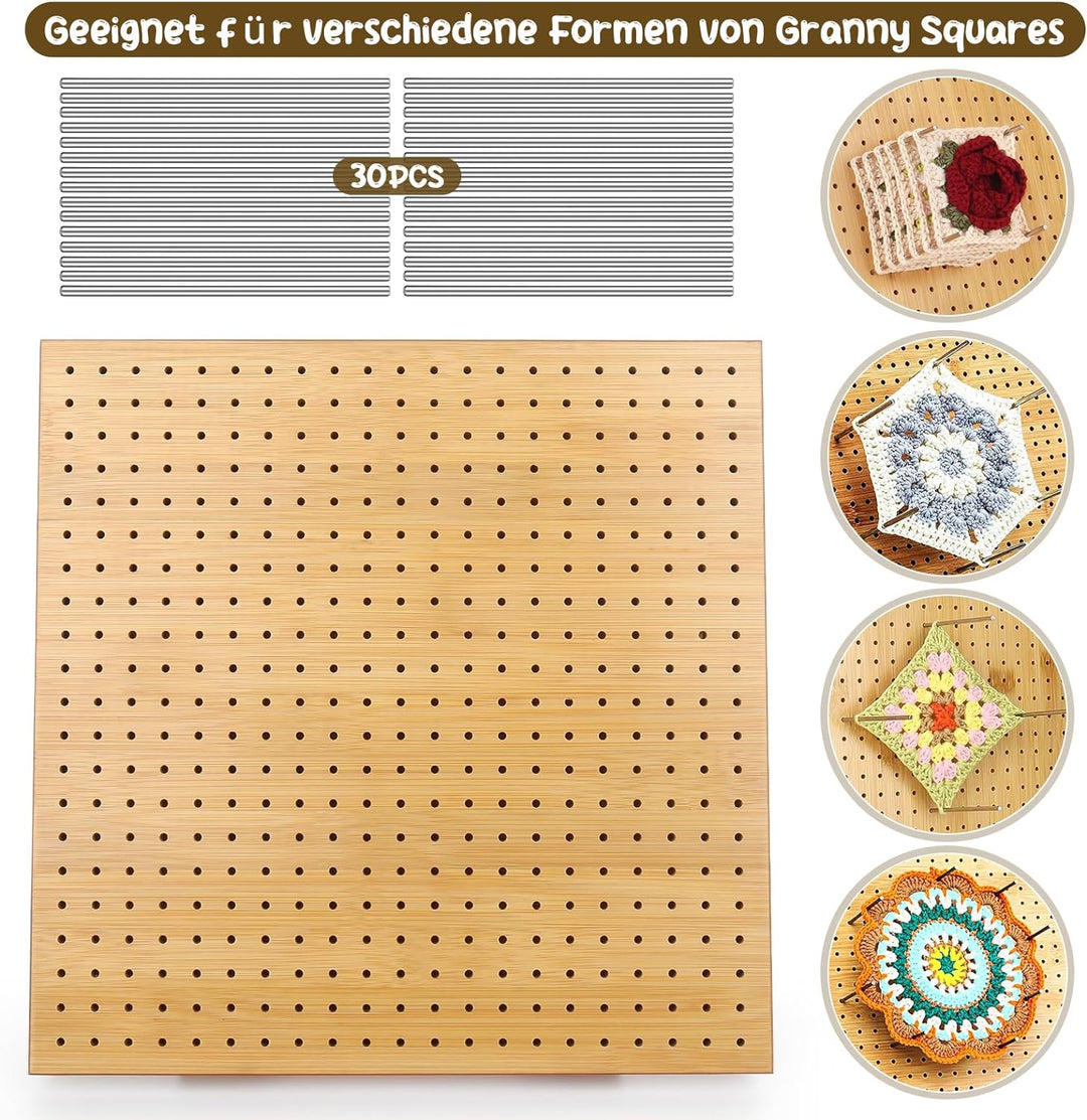 Coopay Granny Square Spanner Gross, 29 x 29 cm Blocking Board mit Verstellbare Staffelei und 30 Stab