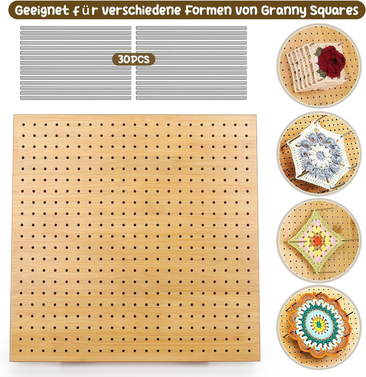 Coopay Granny Square Spanner Gross, 29 x 29 cm Blocking Board mit Verstellbare Staffelei und 30 Stab