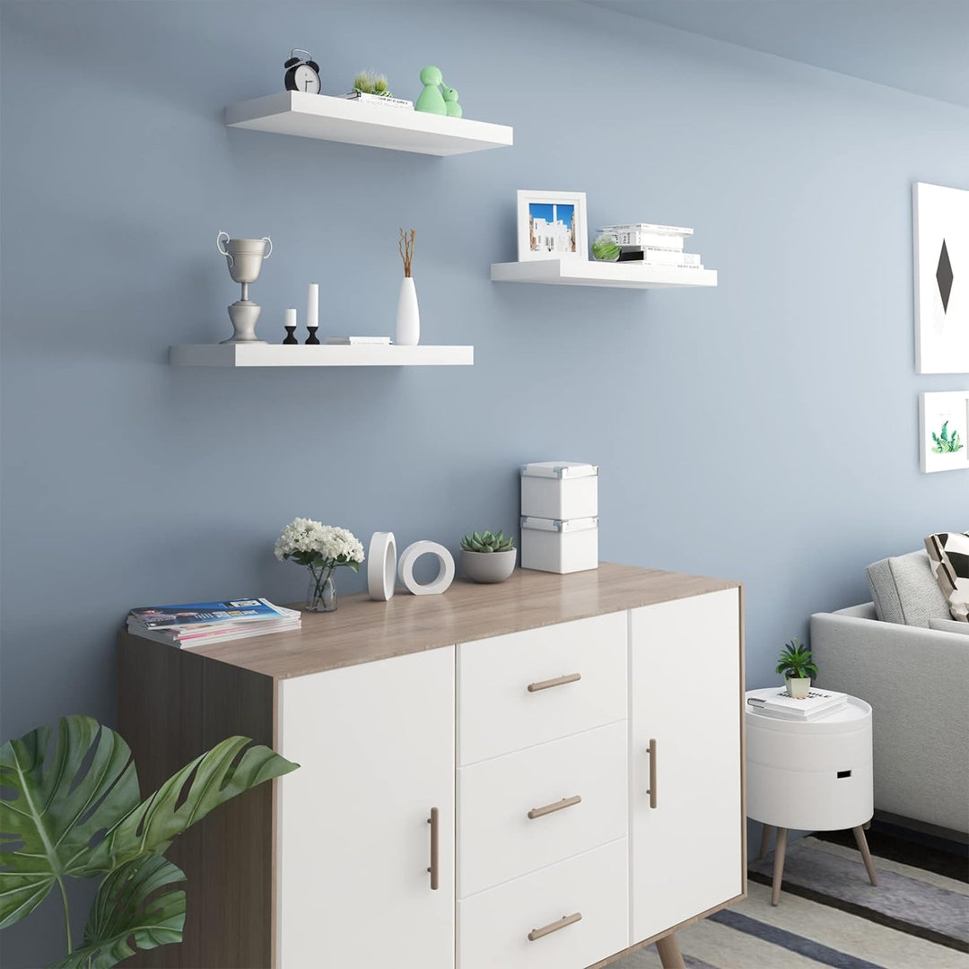 WOLTU Wandregal Volato Wandboard freischwebend hochglänzend weiss Schweberegal CD DVD Regal Bücherre