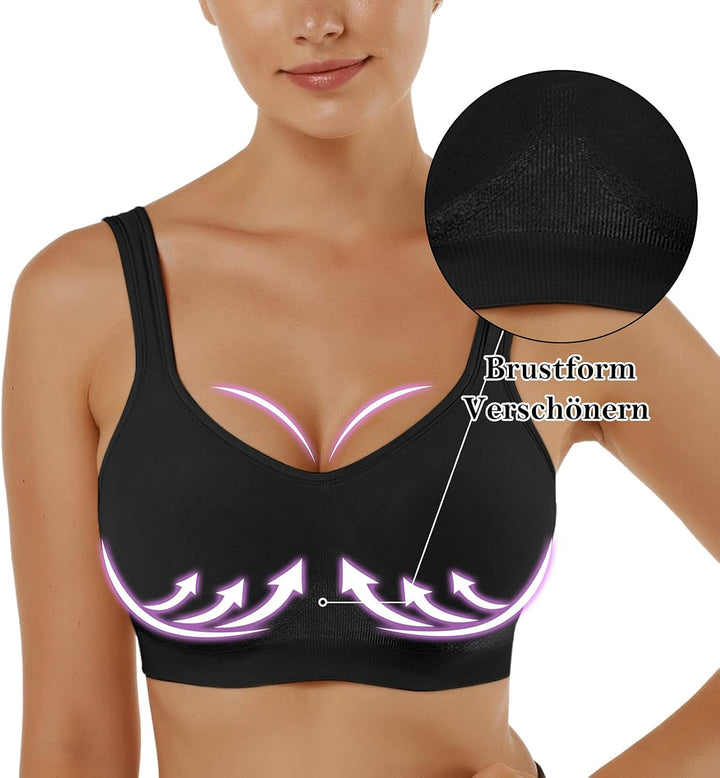Vertvie Damen 1/2/3er Set Sport BH Einfarbig Ohne Bügel Bustier Klassische Bequem Stretch Bra Mittle