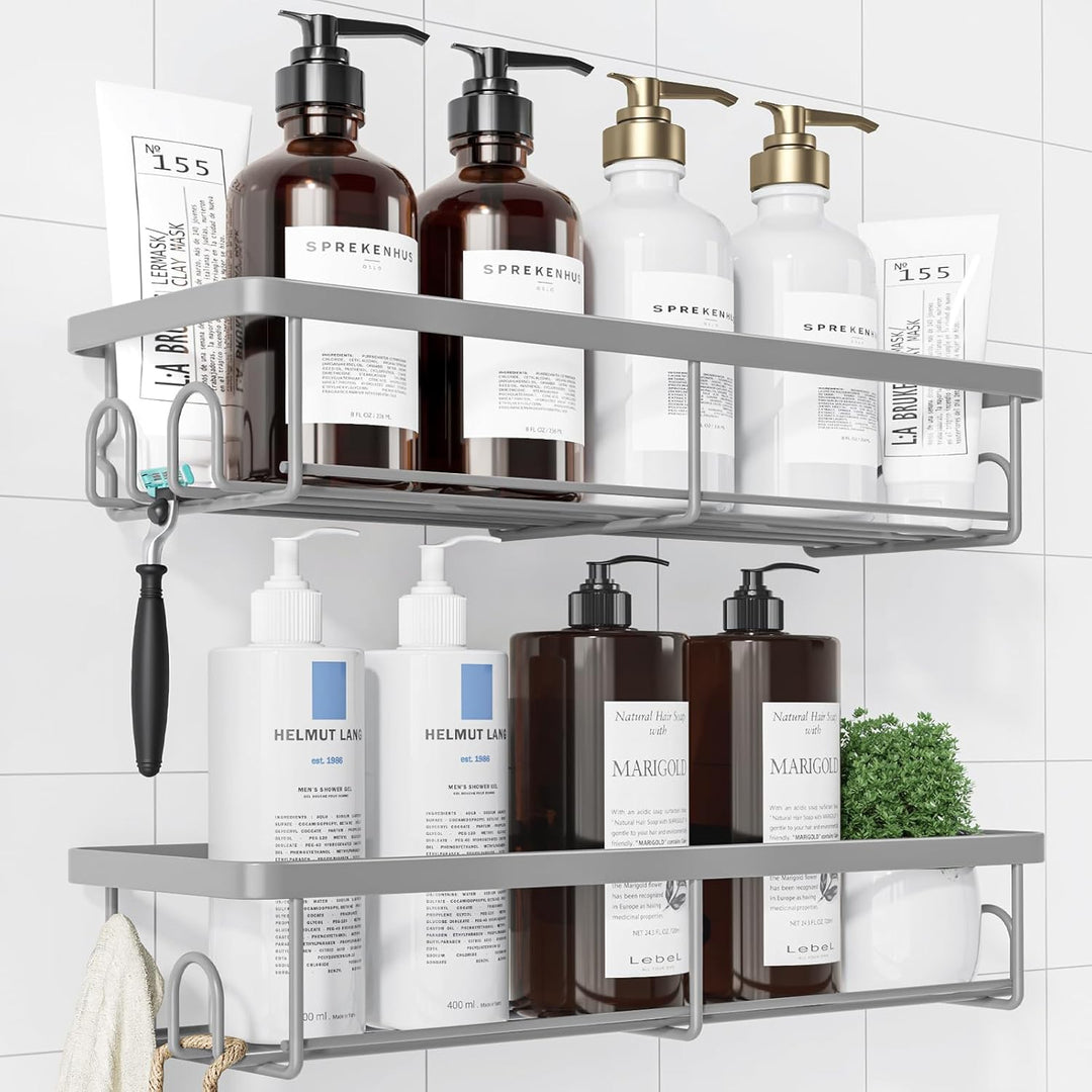 Kitsure Duschablage ohne Bohren - 2 Stück rostfreie Badezimmer Organizer, schnell trocknende Badrega