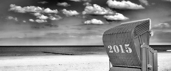 Glasbild Panorama | Wandbild aus Echtglas | Strandkorb an der Nordsee | 100x40 cm | inkl. Aufhängung