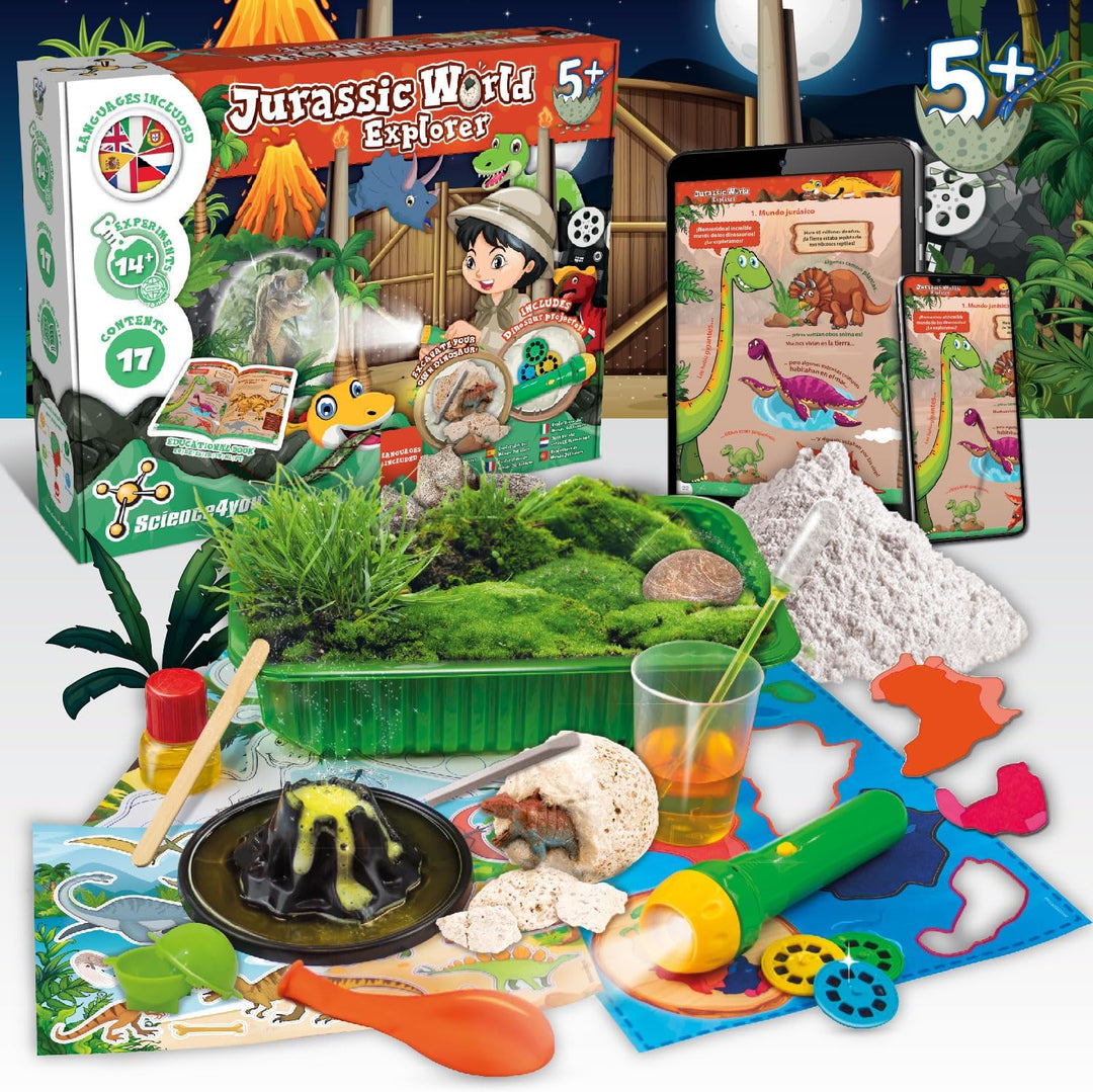 Science4you Jurassic World Explorer - Dino Spiel ab 4 5 6 Jahre mit Skelett, Dinoeier und mehr! - Di