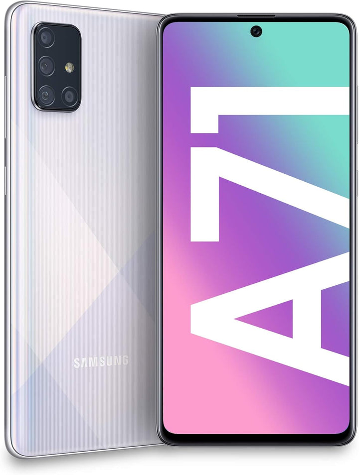 Samsung Galaxy A71 Smartphone - Handy, Dual SIM 128GB 6GB RAM SM-A715FN/DS, Silver-White Italien Sil