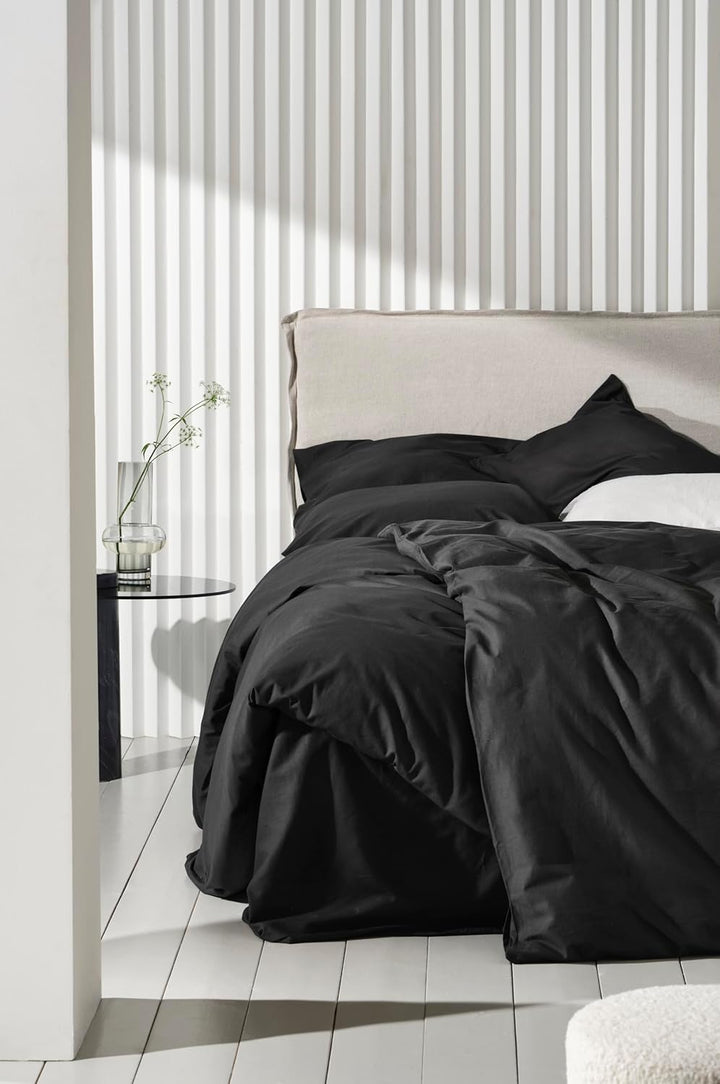 Jotex Colour Betthusse - 100% hochwertige Bio-Baumwolle Bettrock, Höhe 60 cm - Schwarz, 90 x 200 cm