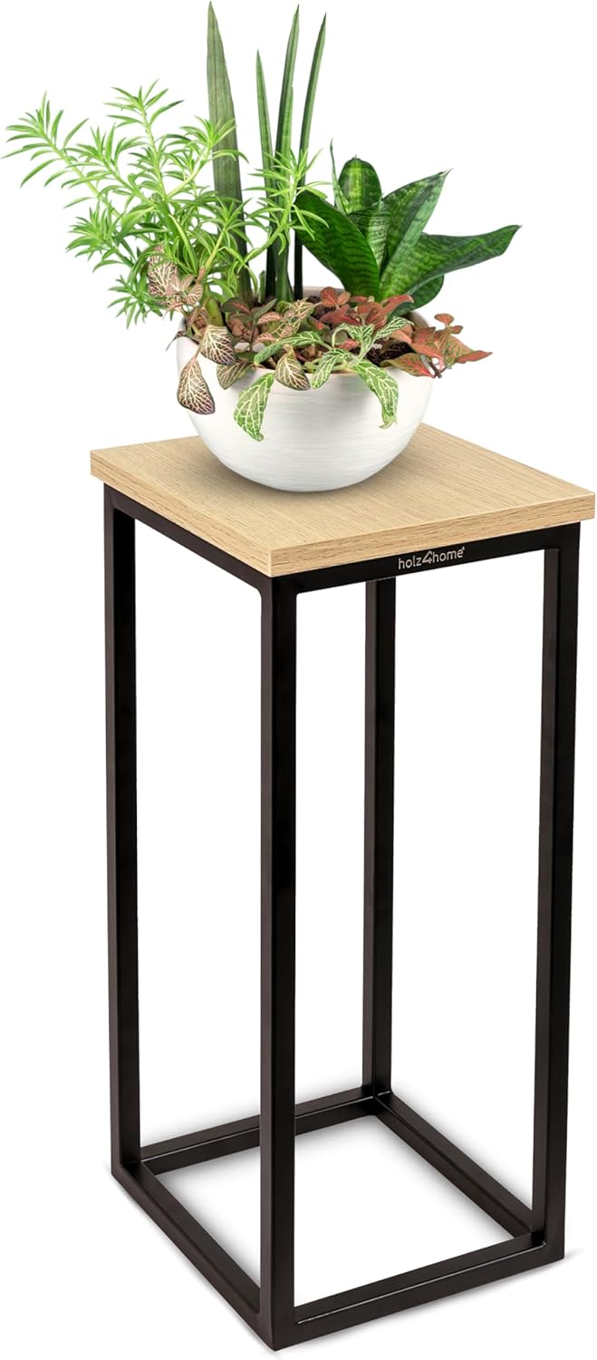 holz4home® Dekoständer aus MDF Eichenholz I Blumenständer Sonoma Eiche I Höhe: 50 cm I Dekosäule mit
