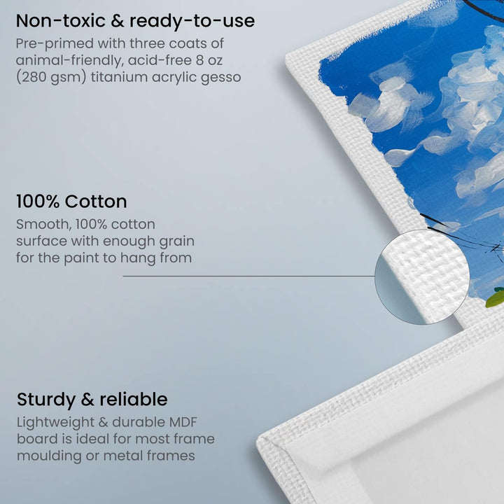 Arteza Malkarton, 28 Stück Grosspackung 15.2 x 15.2cm, 20.3 x 20.3cm, 25.4 x 25.4cm, 30.5 x 30.5cm,