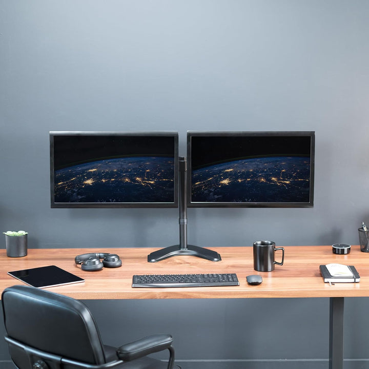VIVO Dual Monitor Artikulierender Schreibtischständer für 2 Bildschirme bis 27-Zoll, Schwarz Modern,